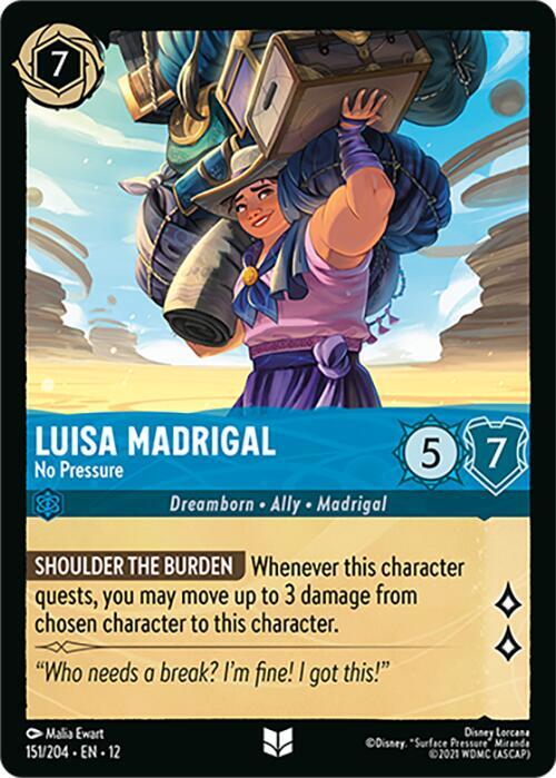 Luisa Madrigal No Pressure 151/204 Wilds Unknown Lorcana card