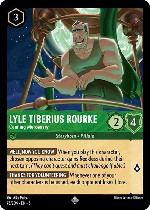 Lyle Tiberius Rourke Cunning Mercenary 78/204 Into the Inklands Lorcana card
