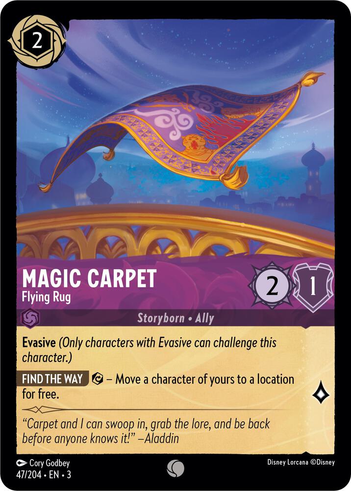 Magic Carpet Flying Rug 47/204 Into the Inklands Lorcana card