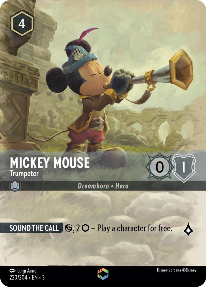Mickey Mouse Trumpeter Enchanted 220/204 Into the Inklands Lorcana card