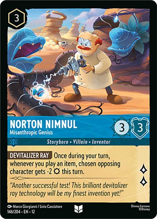 Norton Nimnul Misanthropic Genius 146/204 Wilds Unknown Lorcana card