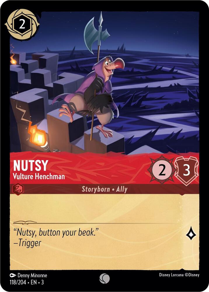 Nutsy Vulture Henchman 118/204 Into the Inklands Lorcana card