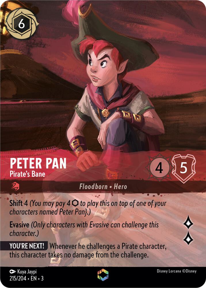 Peter Pan Pirates Bane Enchanted 215/204 Into the Inklands Lorcana card
