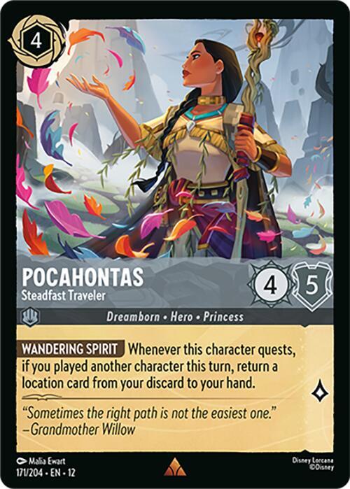 Pocahontas Steadfast Traveler 171/204 Wilds Unknown Lorcana card