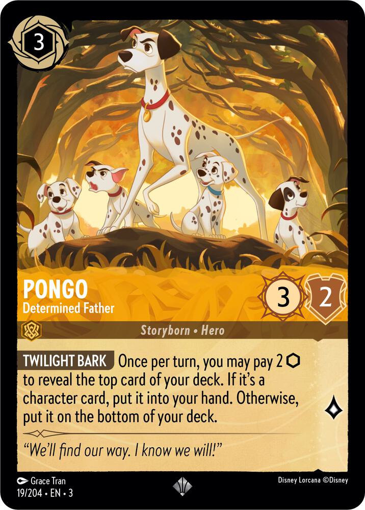 Pongo Determined Father 19/204 Into the Inklands Lorcana card