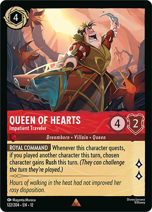 Queen of Hearts Impatient Traveler 122/204 Wilds Unknown Lorcana card