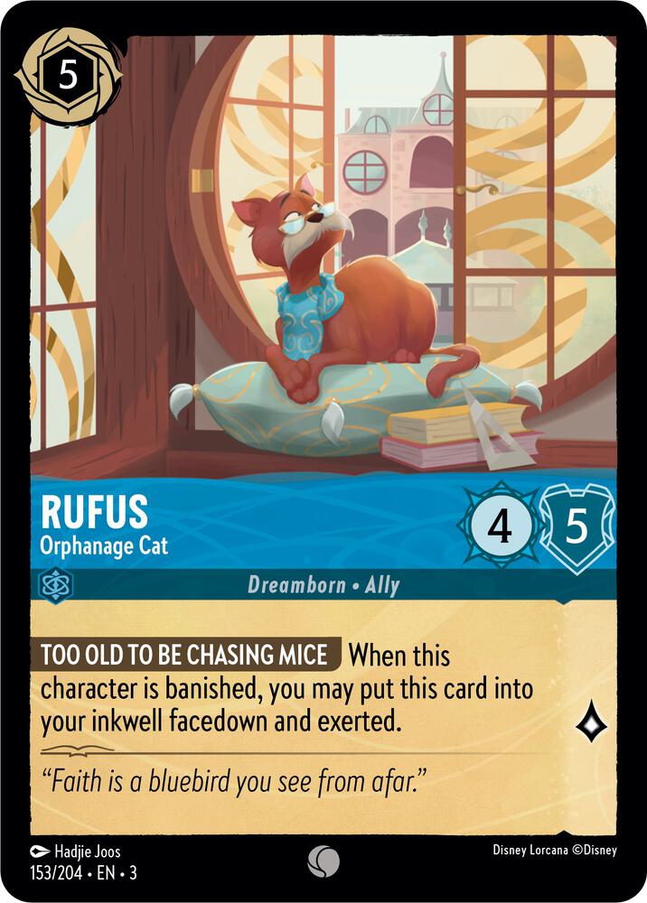 Rufus Orphanage Cat 153/204 Into the Inklands Lorcana card