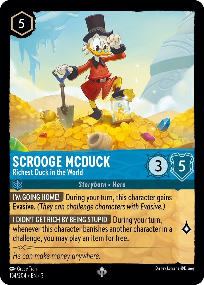 Scrooge McDuck Richest Duck in the World 154/204 Into the Inklands Lorcana card