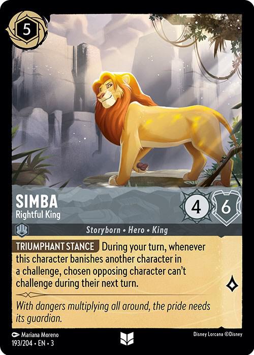 Simba Rightful King 193/204 Into the Inklands Lorcana card