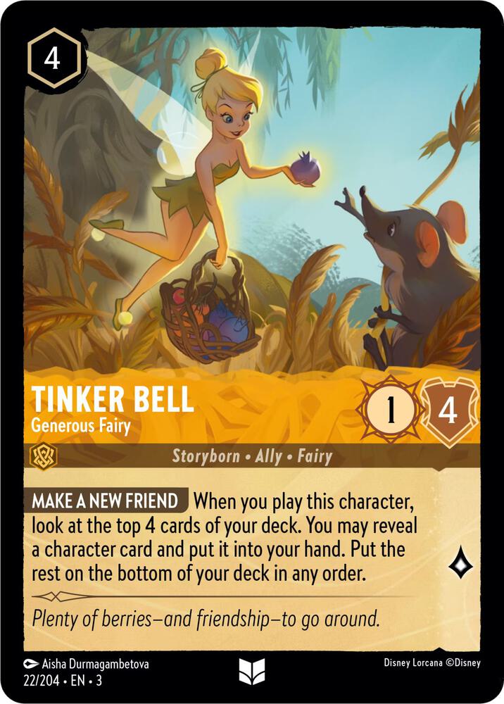 Tinker Bell Generous Fairy 22/204 Into the Inklands Lorcana card
