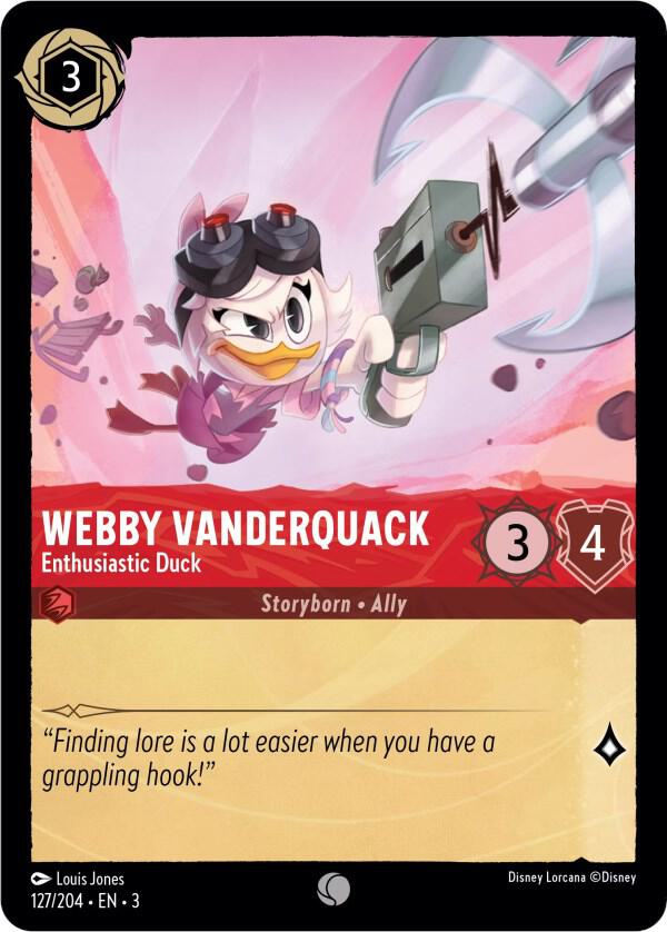 Webby Vanderquack Enthusiastic Duck 127/204 Into the Inklands Lorcana card