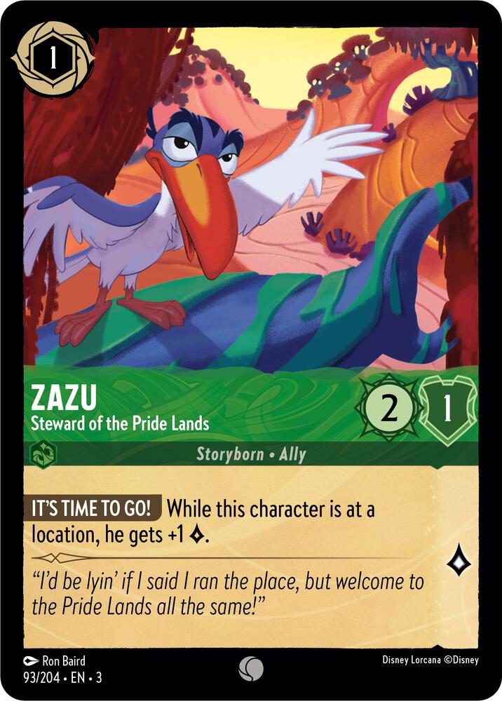 Zazu Steward of the Pride Lands 93/204 Into the Inklands Lorcana card