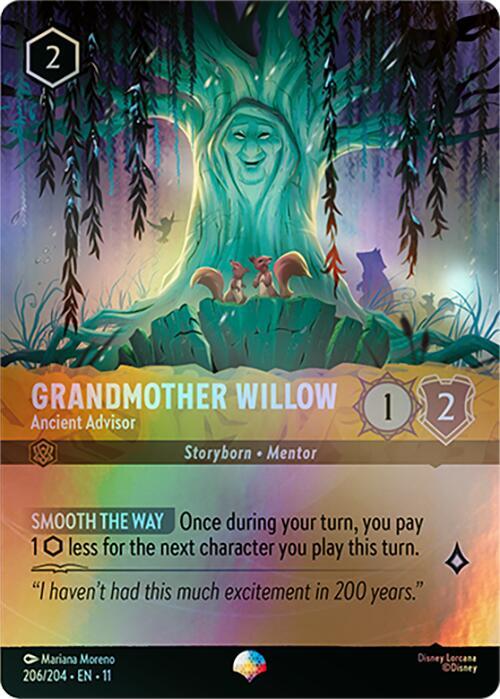 Grandmother Willow Ancient Advisor Epic 206/204 Winterspell Lorcana card