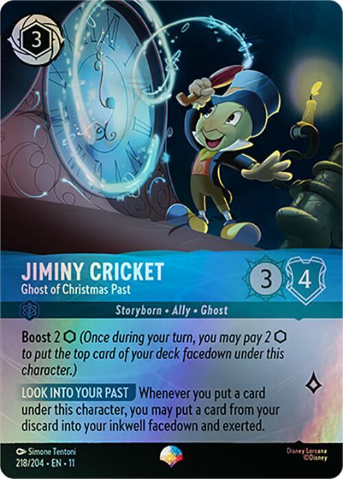 Jiminy Cricket Ghost of Christmas Past Epic 218/204 Winterspell Lorcana card