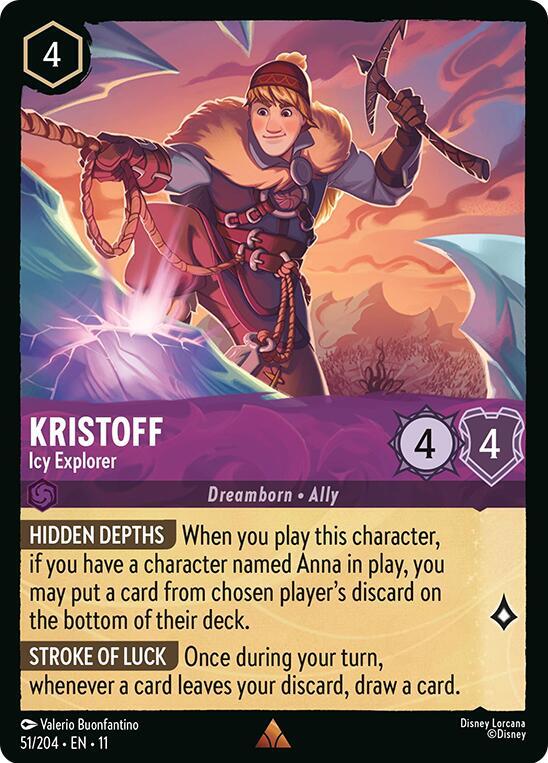 Kristoff Icy Explorer 51/204 Winterspell Lorcana card