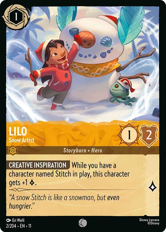 Lilo Snow Artist 2/204 Winterspell Lorcana card