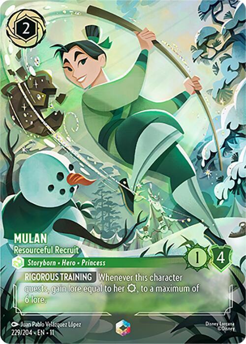 Mulan Resourceful Recruit Enchanted 229/204 Winterspell Lorcana card