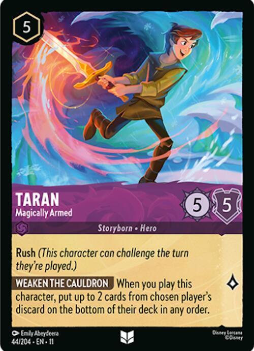 Taran Magically Armed 44/204 Winterspell Lorcana card