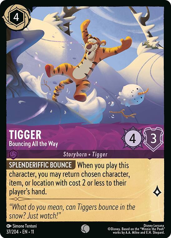 Tigger Bouncing All the Way 37/204 Winterspell Lorcana card