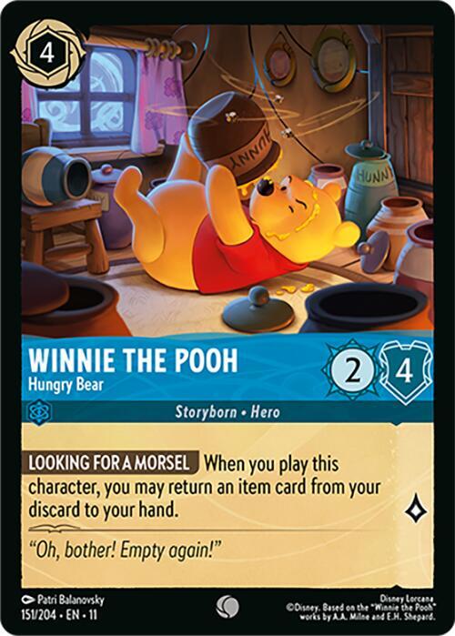 Winnie the Pooh Hungry Bear 151/204 Winterspell Lorcana card