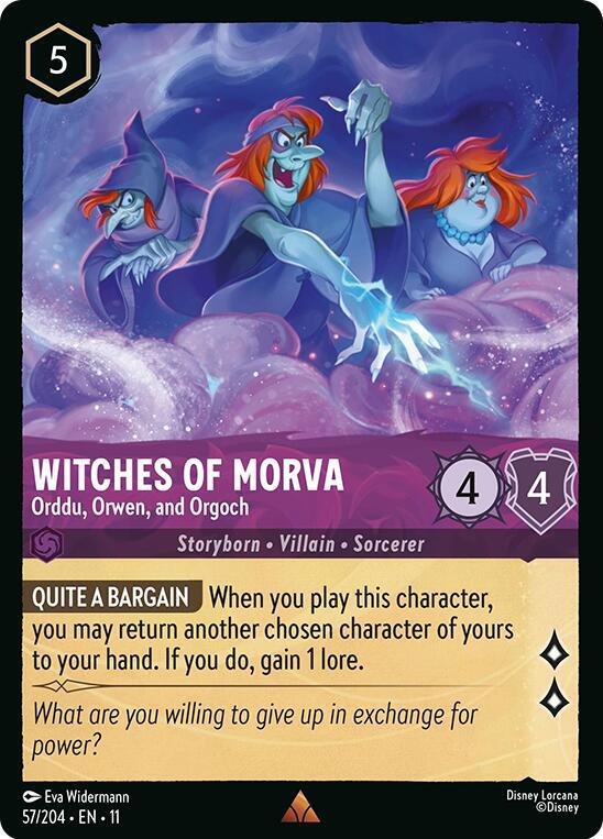 Witches of Morva Orddu Orwen and Orgoch 57/204 Winterspell Lorcana card