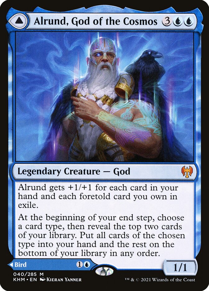 Alrund, God of the Cosmos // Hakka, Whispering Raven KHM-40 Kaldheim Magic card