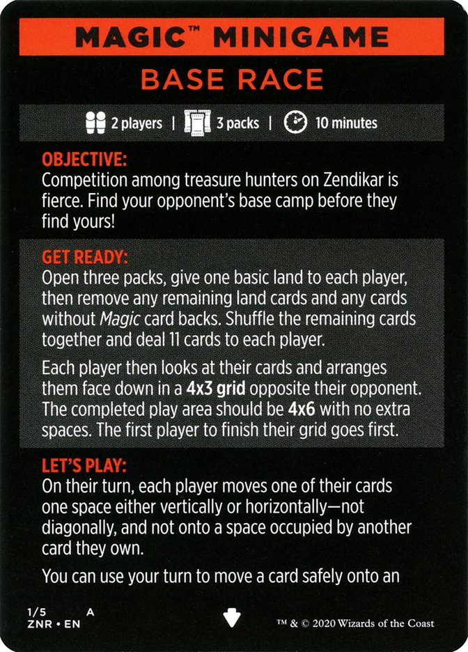 Base Race // Base Race (cont'd) MZNR-1 Zendikar Rising Minigames Magic card
