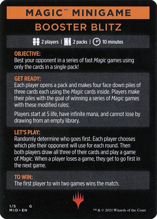 Booster Blitz MMID-1 Innistrad: Midnight Hunt Minigames Magic card