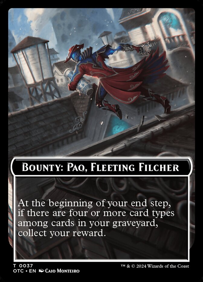 Bounty: Paq, Fleeting Filcher // Wanted! TOTC-37 Outlaws of Thunder Junction Commander Tokens Magic card