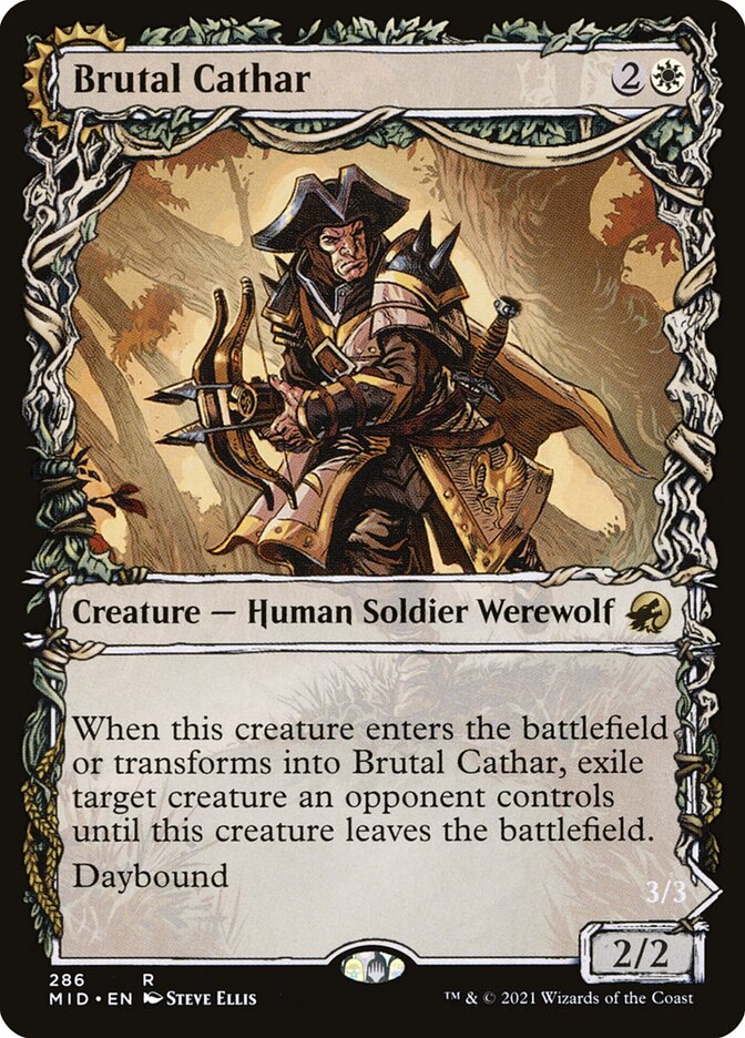 Brutal Cathar // Moonrage Brute MID-286 Innistrad: Midnight Hunt Magic card