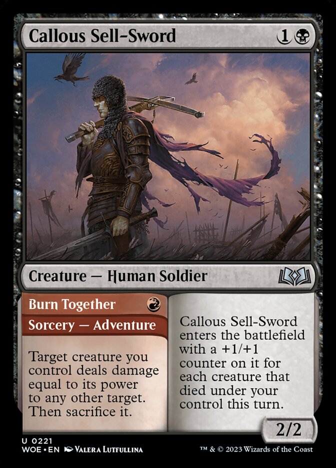 Callous Sell-Sword // Burn Together WOE-221 Wilds of Eldraine Magic card