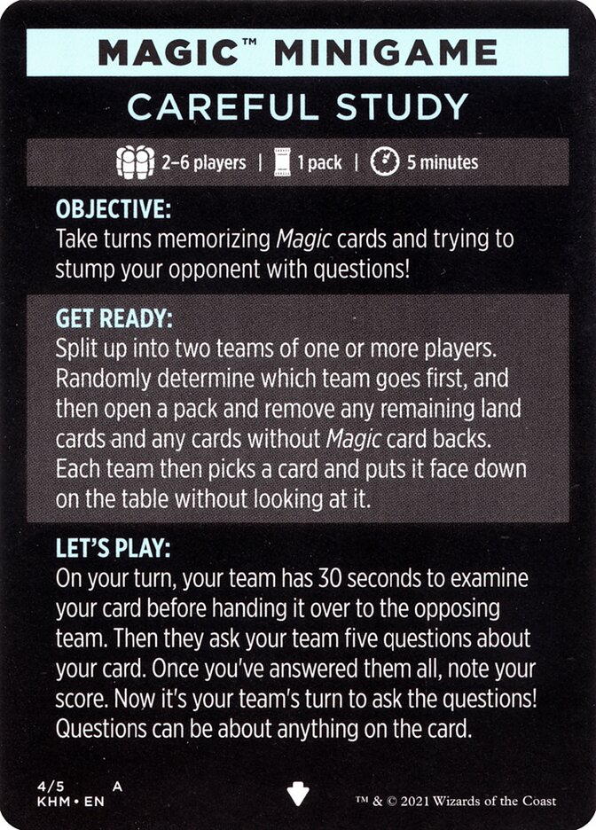 Careful Study (minigame) // Careful Study (cont'd) MKHM-4 Kaldheim Minigames Magic card
