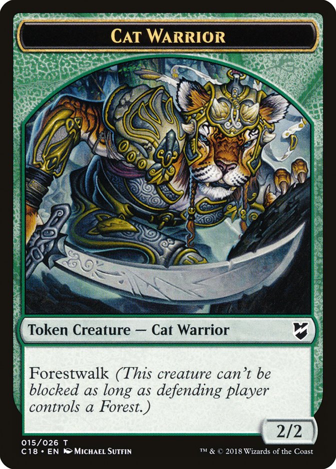 Cat Warrior TC18-15 Commander 2018 Tokens Magic card