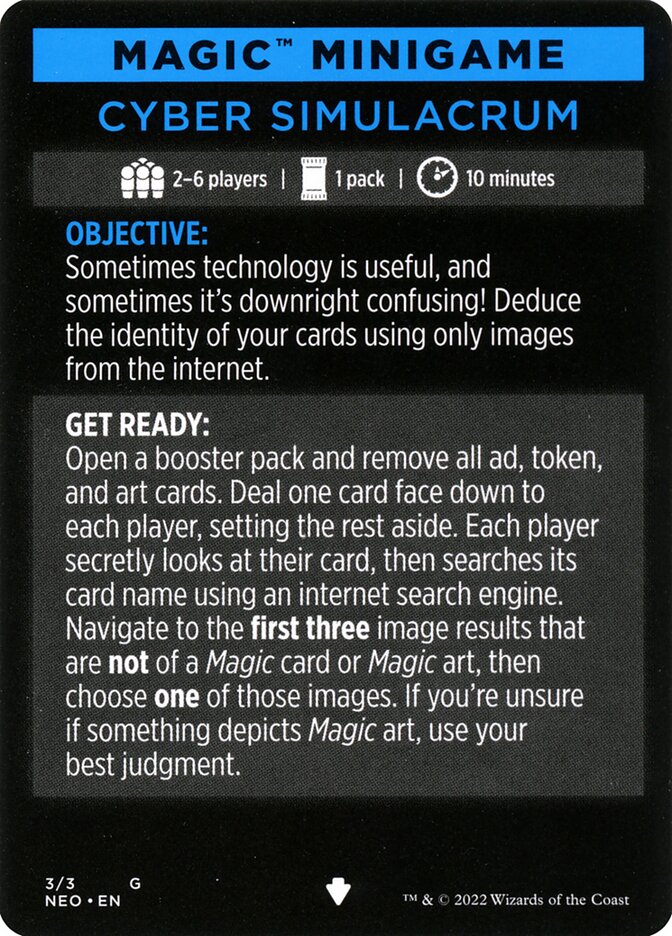 Cyber Simulacrum // Cyber Simulacrum (cont'd) MNEO-3 Kamigawa: Neon Dynasty Minigames Magic card