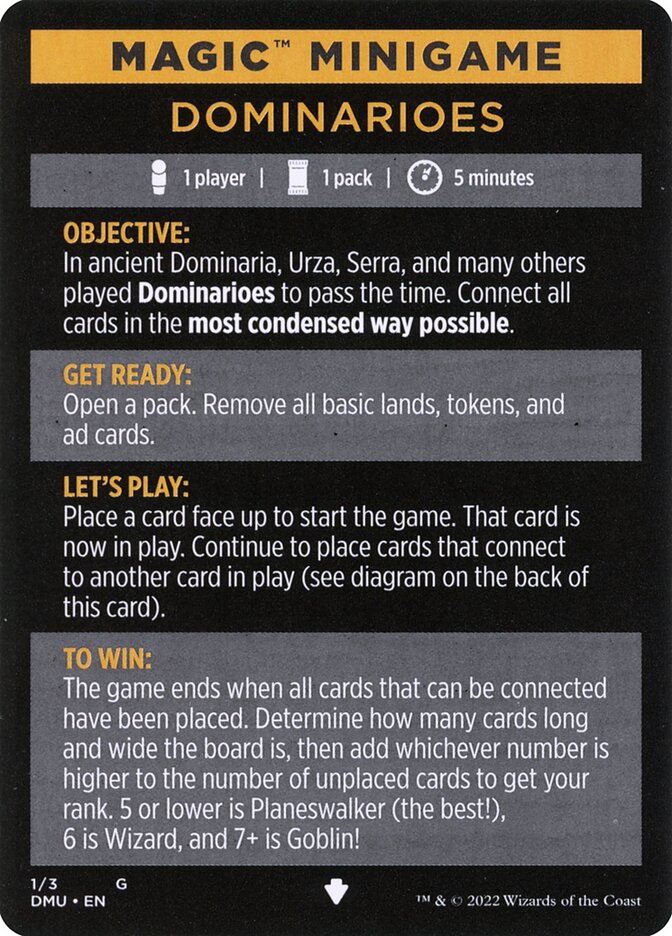 Dominarioes // Dominarioes (cont'd) MDMU-1 Dominaria United Minigames Magic card