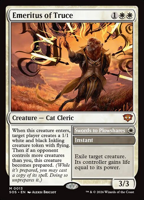 Emeritus of Truce // Swords to Plowshares SOS-13 Secrets of Strixhaven Magic card