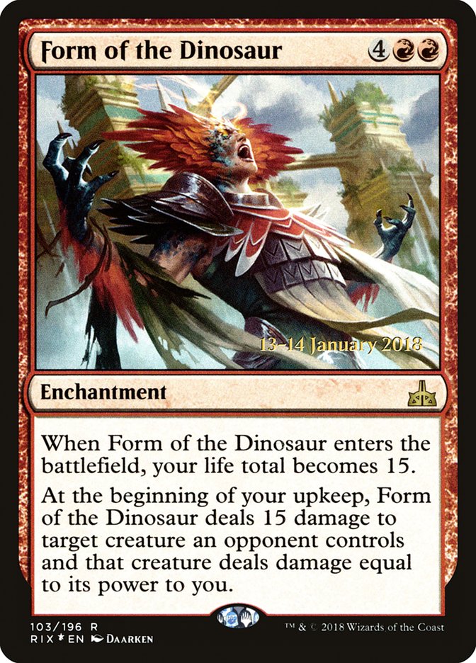 Form of the Dinosaur PRIX-103S Rivals of Ixalan Promos Magic card