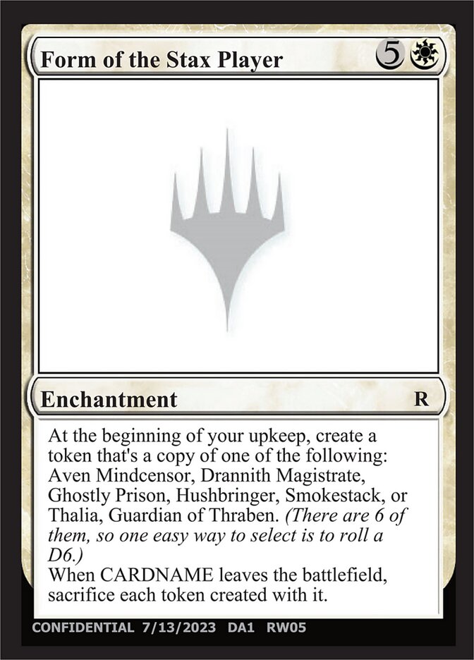Form of the Stax Player UNK-RW05B Unknown Event Magic card
