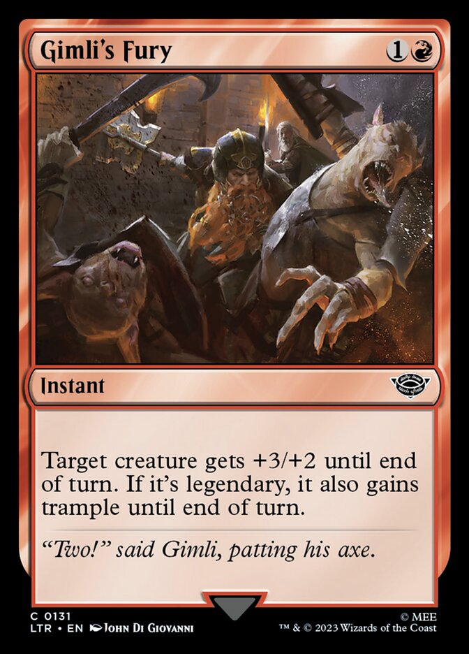 Gimli's Fury LTR-131 The Lord of the Rings: Tales of Middle-earth Magic card