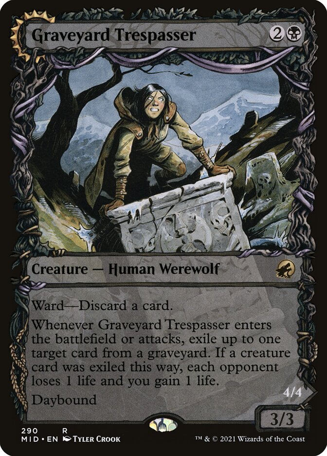 Graveyard Trespasser // Graveyard Glutton MID-290 Innistrad: Midnight Hunt Magic card