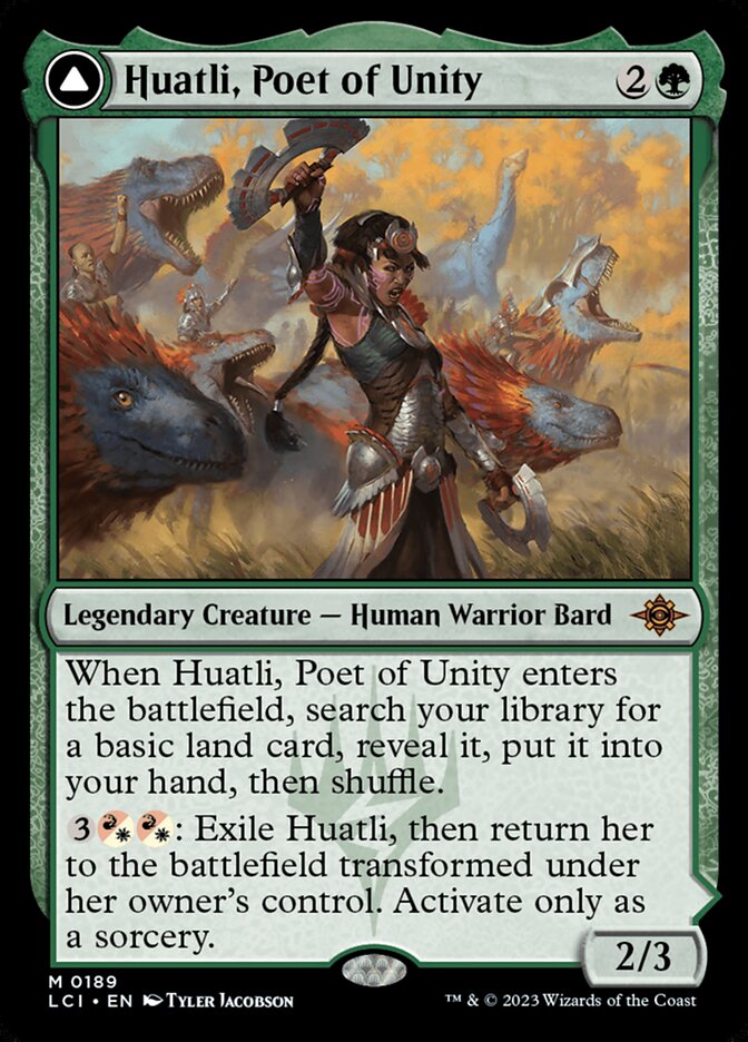 Huatli, Poet of Unity // Roar of the Fifth People LCI-189 The Lost Caverns of Ixalan Magic card
