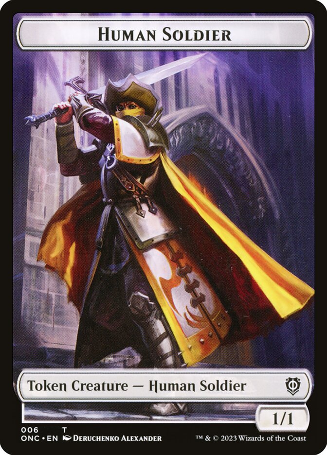 Human Soldier TONC-6 Phyrexia: All Will Be One Commander Tokens Magic card