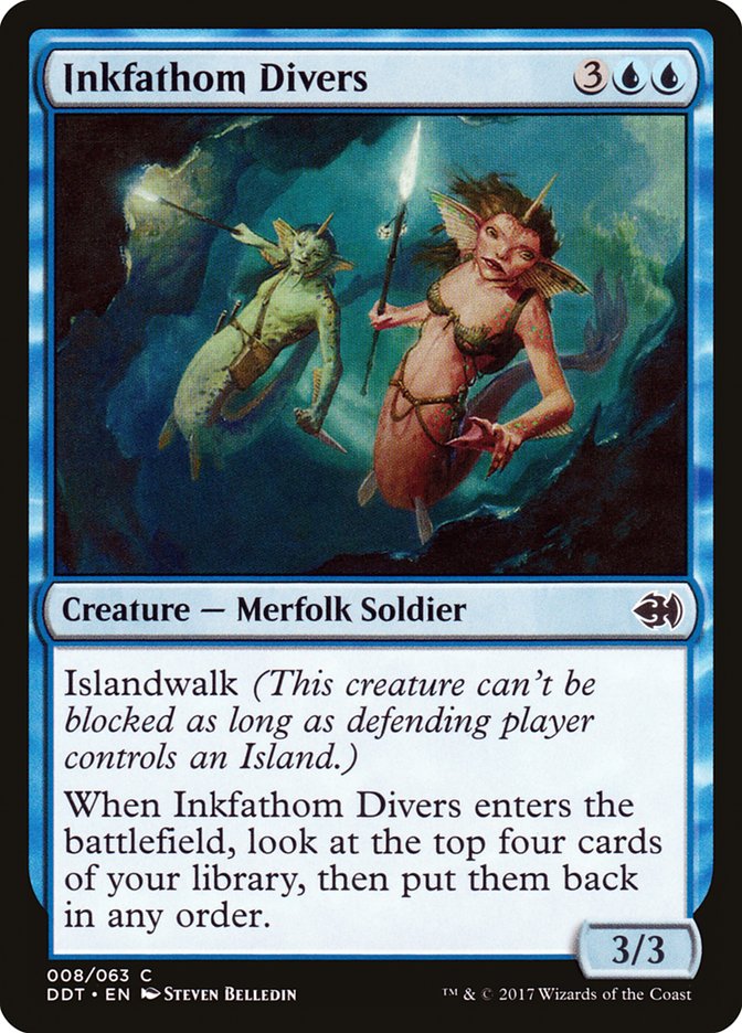 Inkfathom Divers DDT-8 Duel Decks: Merfolk vs. Goblins Magic card