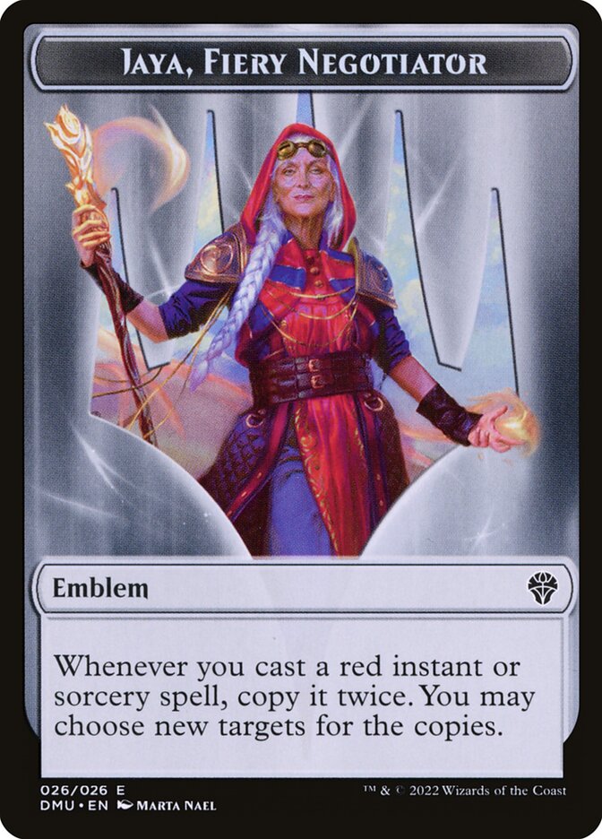 Jaya, Fiery Negotiator Emblem TDMU-26 Dominaria United Tokens Magic card