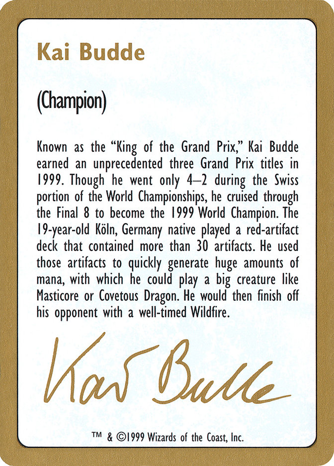 Kai Budde Bio WC99-KB0A World Championship Decks 1999 Magic card