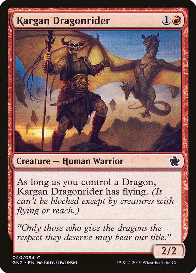 Kargan Dragonrider GN2-40 Game Night 2019 Magic card