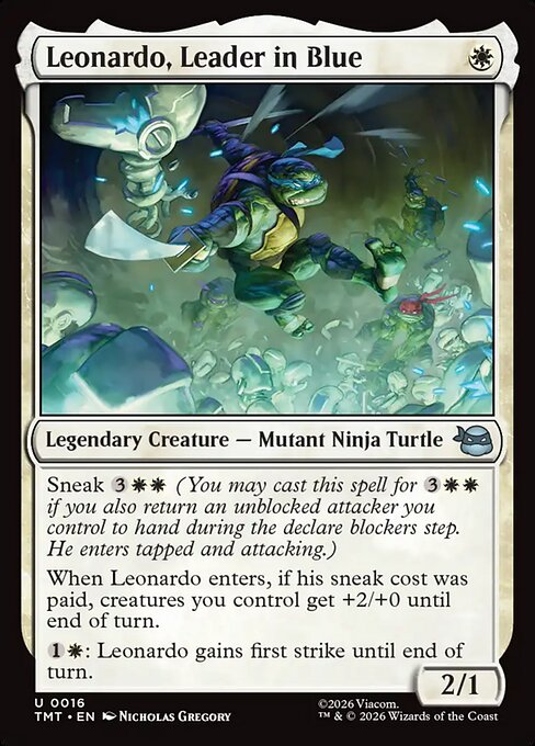 Leonardo, Leader in Blue TMT-16 Teenage Mutant Ninja Turtles Magic card