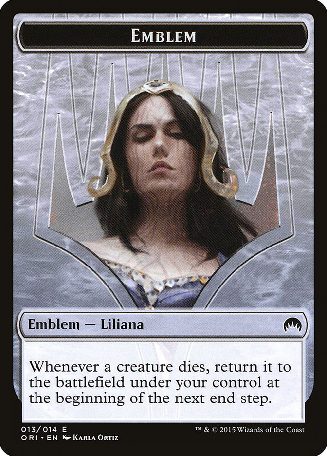 Liliana, Defiant Necromancer Emblem TORI-13 Magic Origins Tokens Magic card