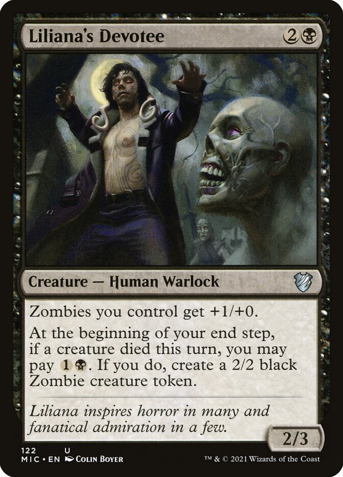 Liliana's Devotee MIC-122 Midnight Hunt Commander Magic card