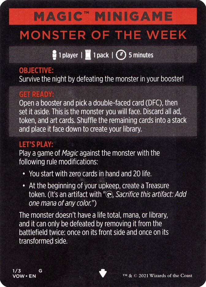 Monster of the Week // Monster of the Week (cont'd) MVOW-1 Innistrad: Crimson Vow Minigames Magic card